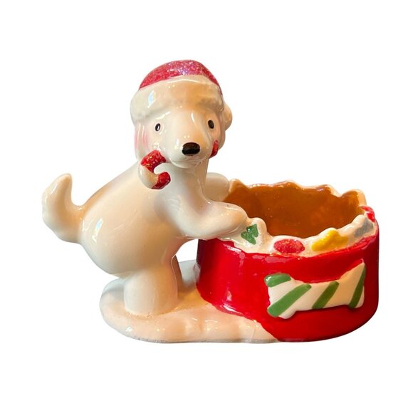 Yankee Candle Snowman Pup Christmas Ceramic Candle Holder Red & White - Picture 1 of 8